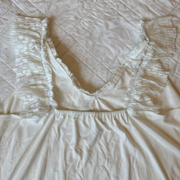 Brea canyon women’s xl Flowy boxy lace cami top cream dainty cottagecore rayon - Picture 6 of 8